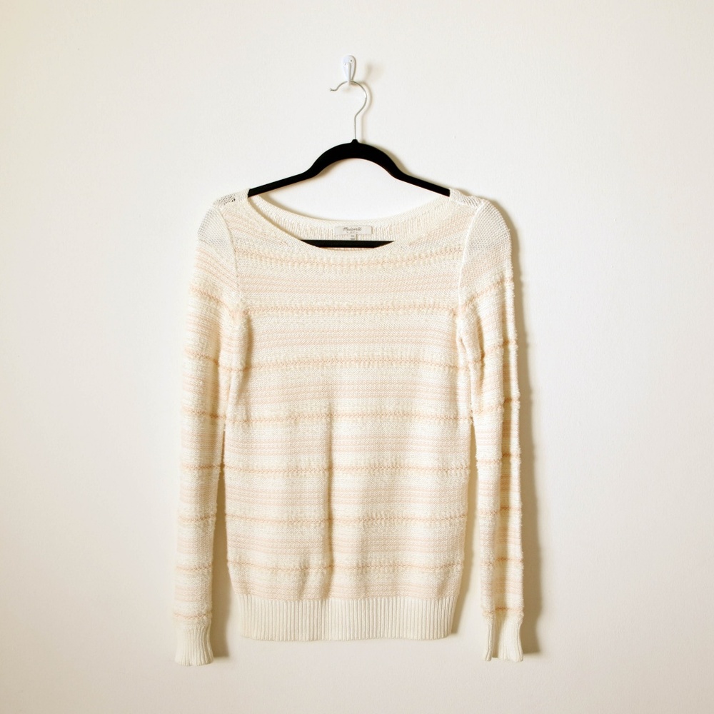 Madewell Fuzzy Stripe Open Weave Autumn Sweater - image 2